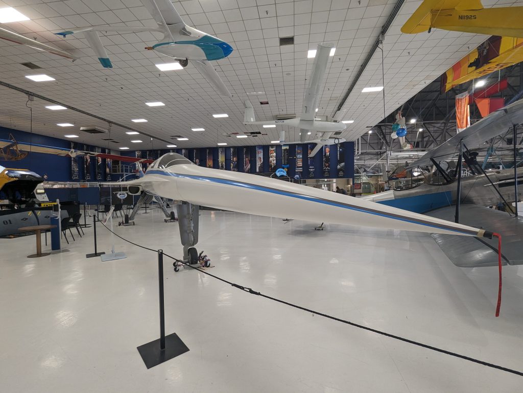 Boom XB-1 supersonic demonstrator aircraft mockup on display